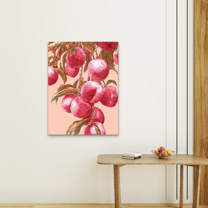 Peach Illustration,Botanical Artwork Metal 40x60cm Print Ready to Hang - Bella Home Decor