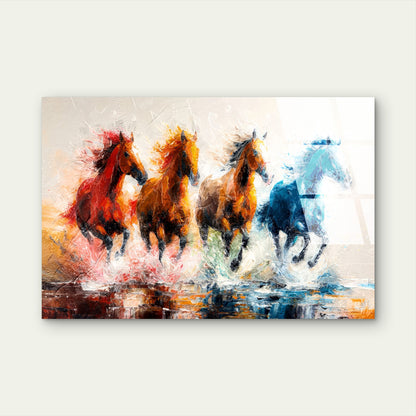 Abstract Running Horses Oil Painting Acrylic Glass Printing Wall Art Australian Made Quality