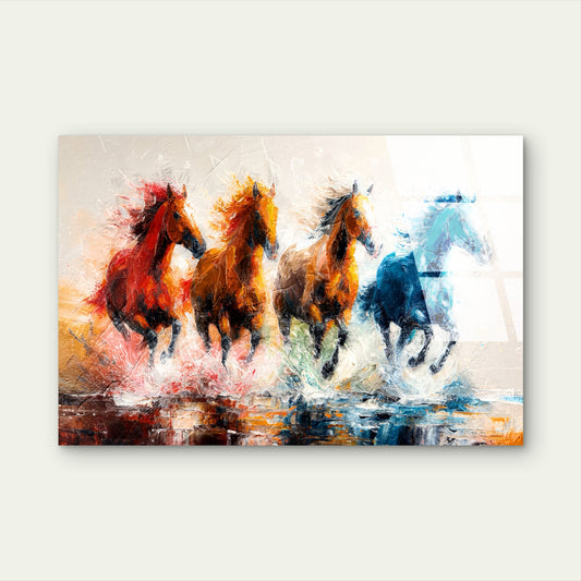 Abstract Running Horses Oil Painting Acrylic Glass Printing Wall Art Australian Made Quality