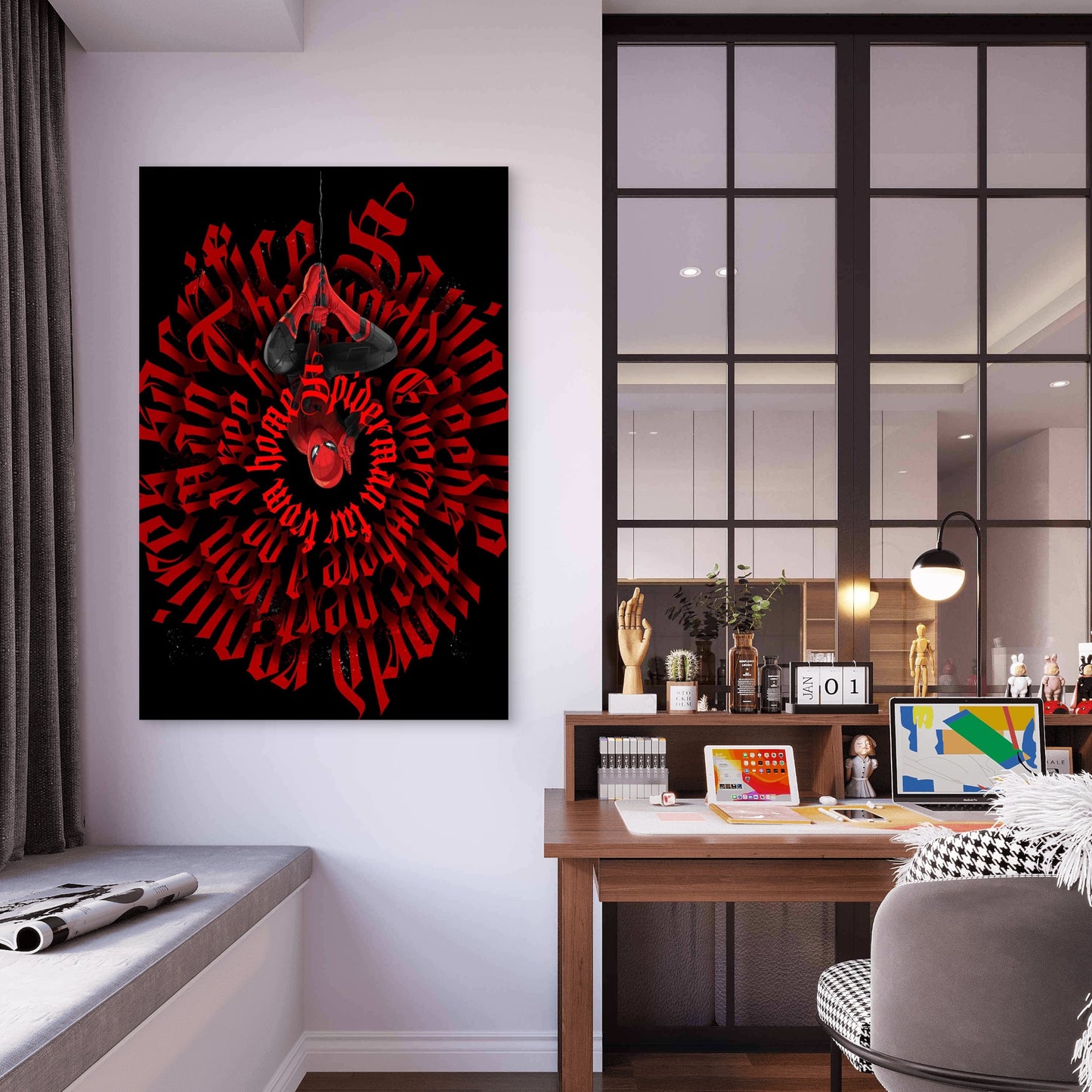 Red & Black Dark Gothic Typography 60x90cm Metal Print Ready to Hang