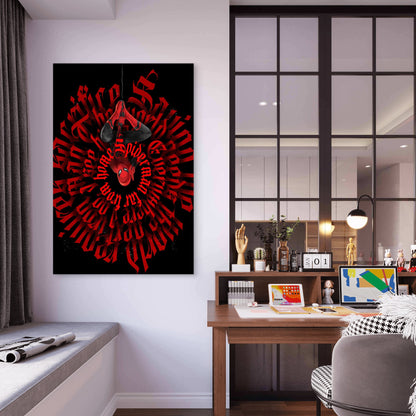 Red & Black Dark Gothic Typography 40x60cm Metal Print Ready to Hang