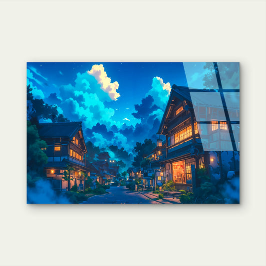 Anime Japan Street Night Glass Printing Wall Art Australian Made Quality