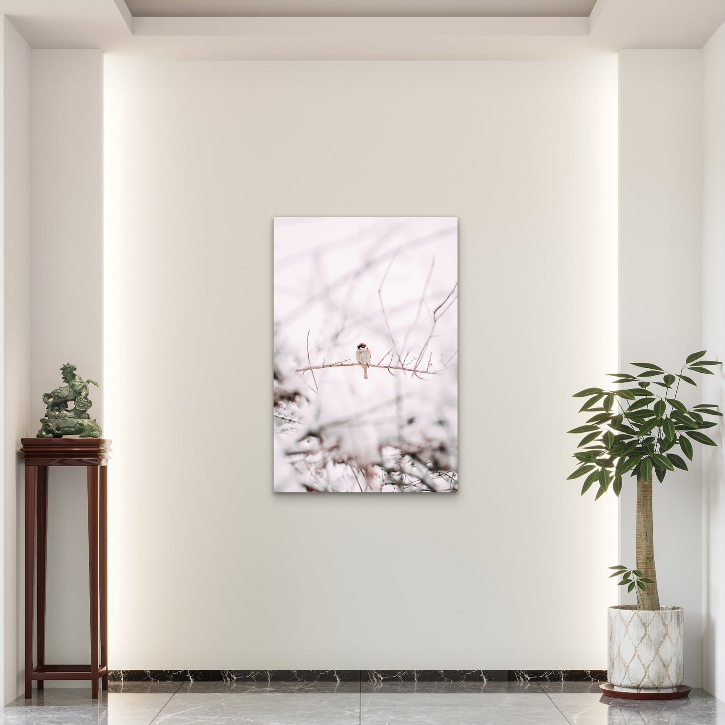 Eurasian Tree Sparrow On Tree Branch 40x60cm Metal Print Ready to Hang