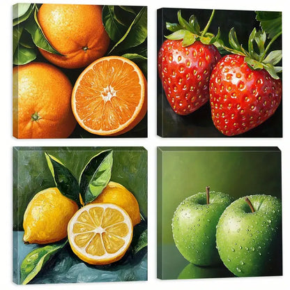 4pcs Fruit Canvas Art Prints, Wall Art Canvas Framed