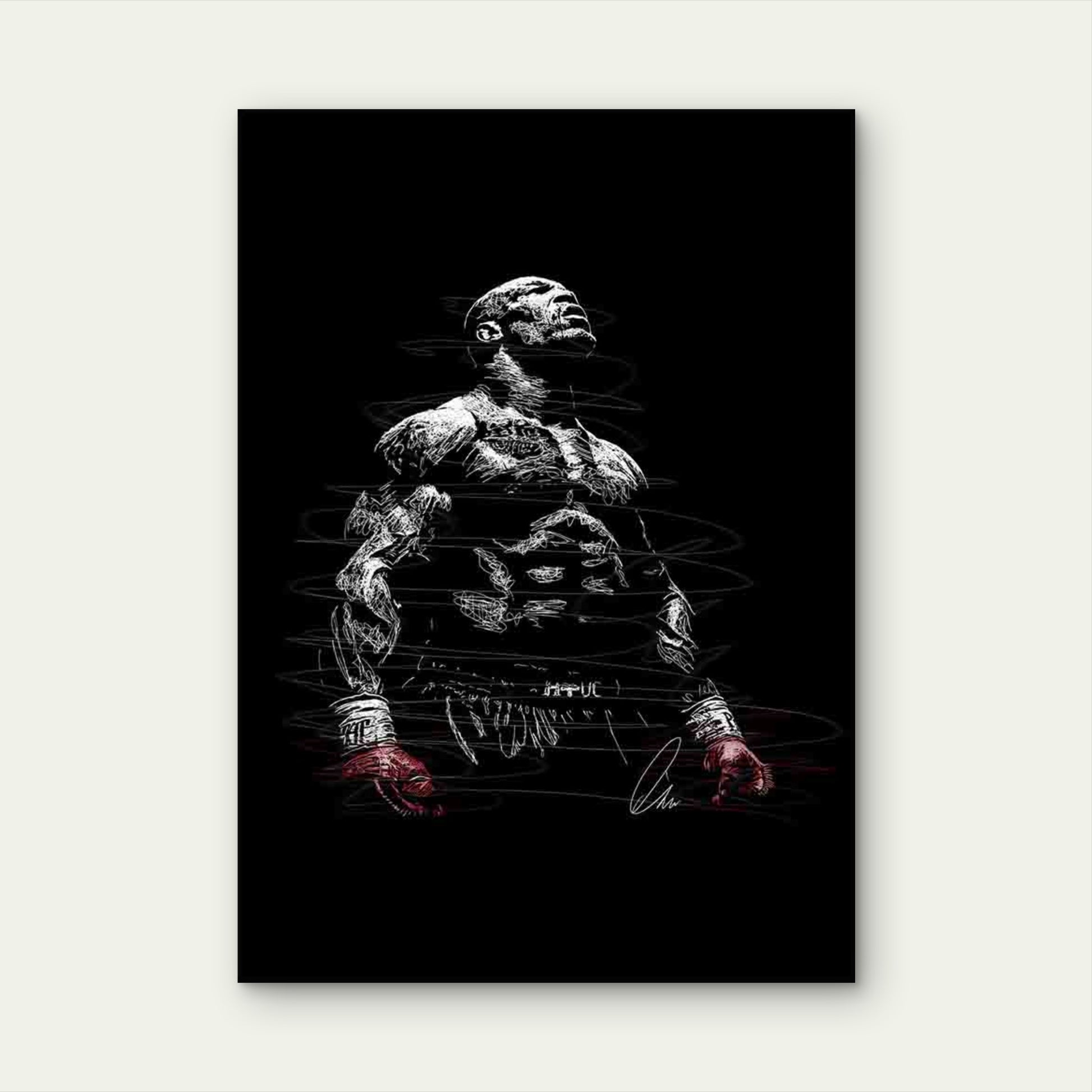 Muscular Boxer With Red Gloves 40x60cm Metal Print Ready to Hang - Bella Home Decor