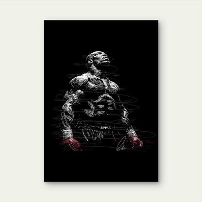 Muscular Boxer With Red Gloves 40x60cm Metal Print Ready to Hang - Bella Home Decor