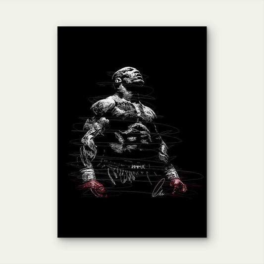 Muscular Boxer With Red Gloves 40x60cm Metal Print Ready to Hang - Bella Home Decor