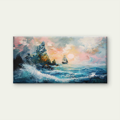 Seascape Sailing Ship Wall Art Canvas Office Home Room Framed 120x60cm
