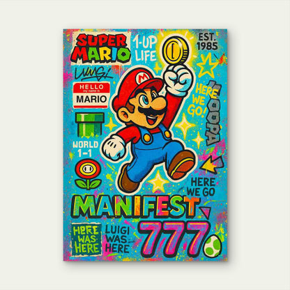 Graffiti Game Character Bouncing High 40x60cm Metal Print Ready to Hang - Bella Home Decor
