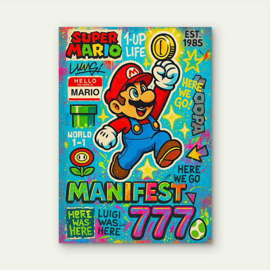Graffiti Game Character Bouncing High 40x60cm Metal Print Ready to Hang
