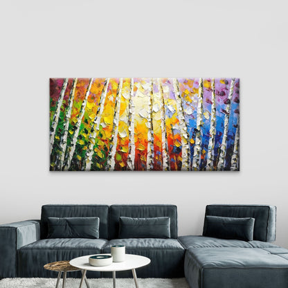 Modern Birch Forest Wall Art Canvas Office Home Room Framed 120x60cm
