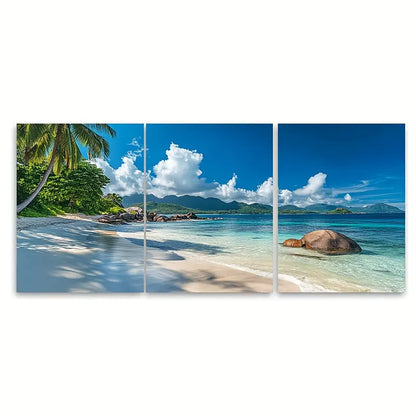 3pcs Seychelles Tropical Island Metal Print Ready to Hang Art