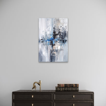 Modern Blue Black White Abstract 40x60cm Metal Print Ready to Hang