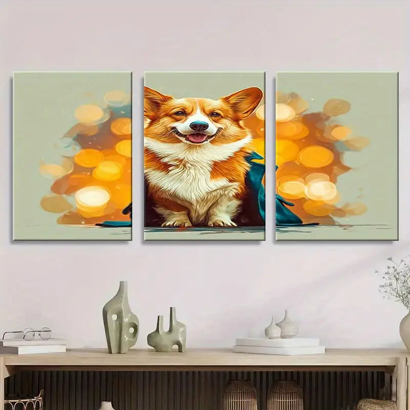 3pcs Orange & White Polka Dot Metal Print Ready to Hang Art