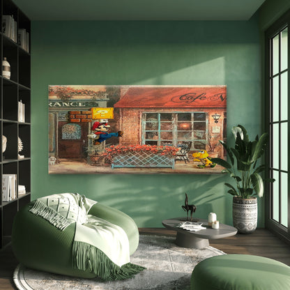 Vintage European Street Retro Wall Art Canvas Office Home Room Framed 120x60cm