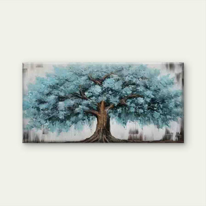 Elegant Blue Leaf Tree Painting Wall Art Canvas Office Home Room Framed 120x60cm - Bella Home Decor