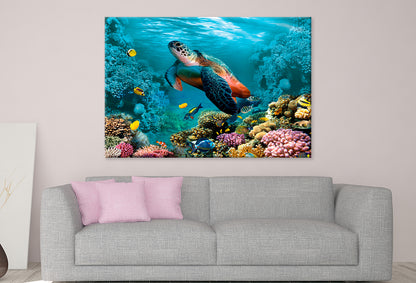 Underwater World with Turtle Wall Art Decor 100% Australian Made - Bella Home Decor