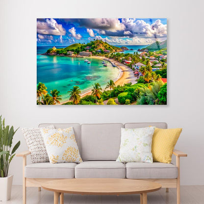 Beach With Palm Trees  Acrylic Glass Print Tempered Glass Wall Art 100% Made in Australia Ready to Hang