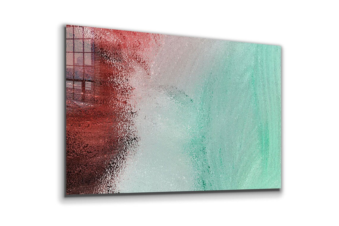 Green Red Grey Abstract UV Direct Aluminum Print Australian Made Quality