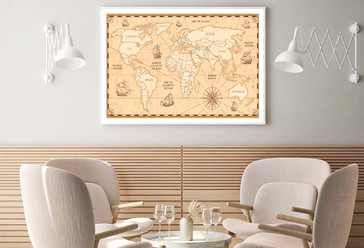 Antique World Map with Countries Home Decor Premium Quality Poster Print Choose Your Sizes