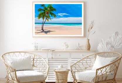 Sunny Sand Beach with Palm Home Decor Premium Quality Poster Print Choose Your Sizes