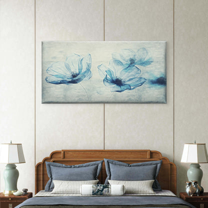 Blue Floral Blossom Wall Art Canvas Office Home Room Framed 120x60cm - Bella Home Decor