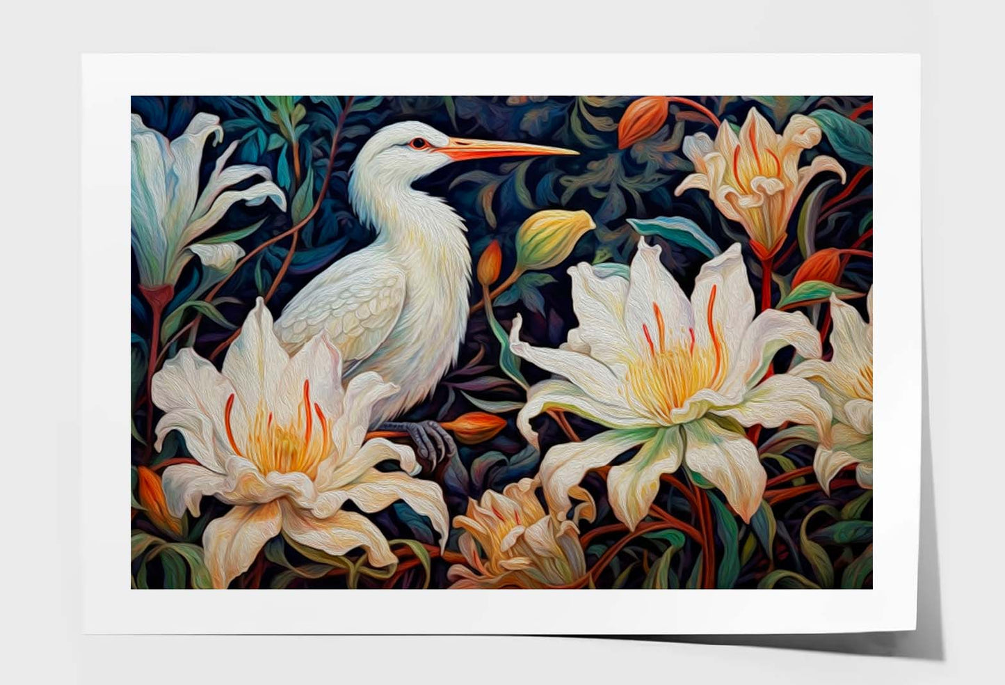 Oil Painting White Birds Wall Art Limited Edition High Quality Print