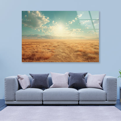 Large Field with a Blue Sky Acrylic Glass Print Tempered Glass Wall Art 100% Made in Australia Ready to Hang - Bella Home Decor