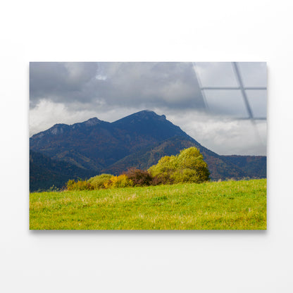 Green Mountains with Storm Clouds Acrylic Glass Print Tempered Glass Wall Art 100% Made in Australia Ready to Hang - Bella Home Decor