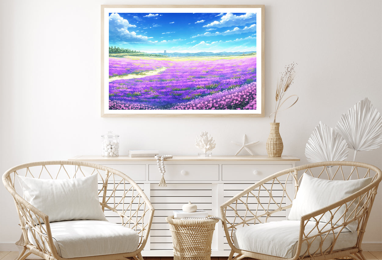 A Nice View of a Field Of Purple Flowers Home Decor Premium Quality Poster Print Choose Your Sizes