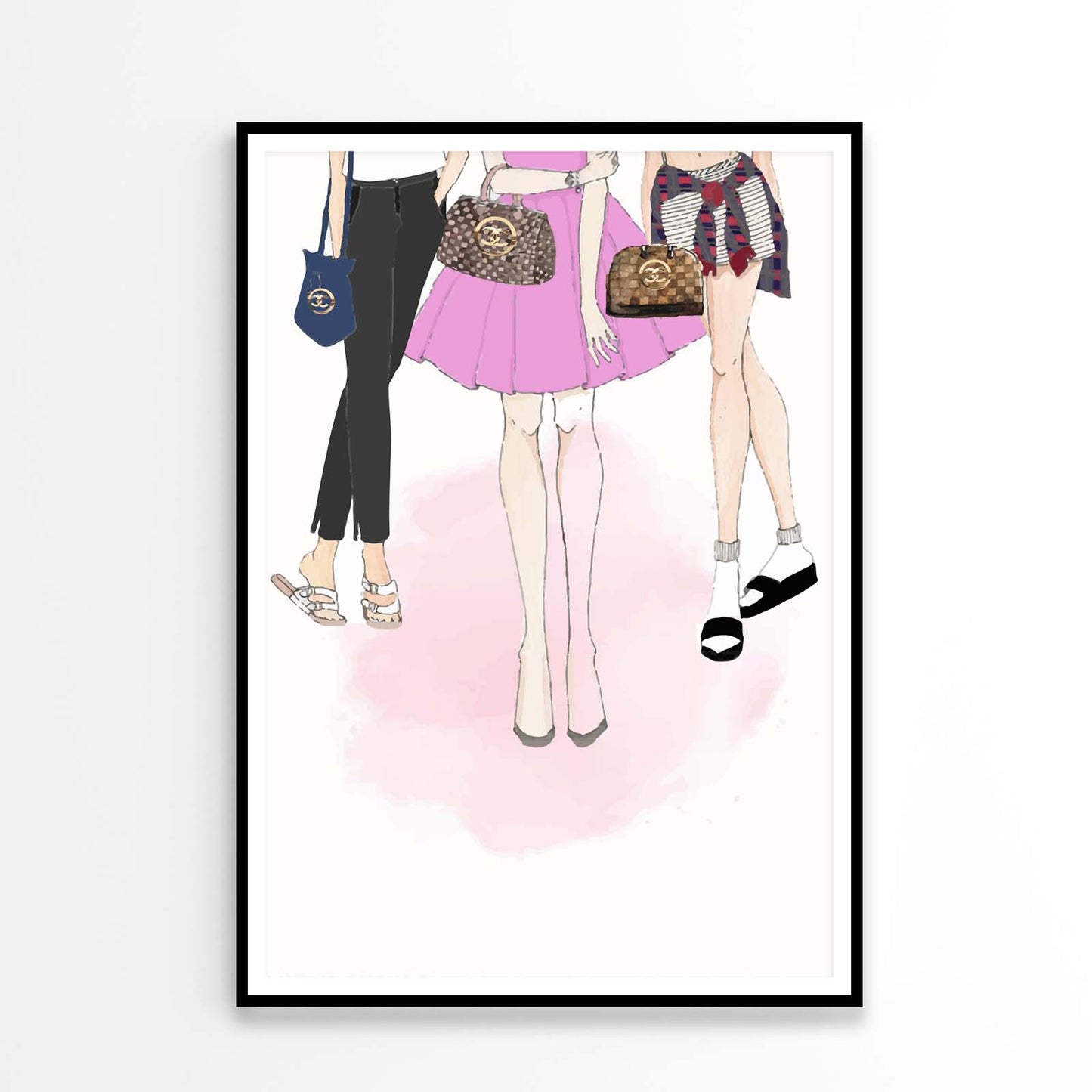 Fancy Girls with Luxury Bags Design Home Decor Premium Quality Poster Print Choose Your Sizes