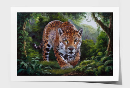 Painting Of Jaguar in the Amazon Jungle Wall Art Limited Edition High Quality Print