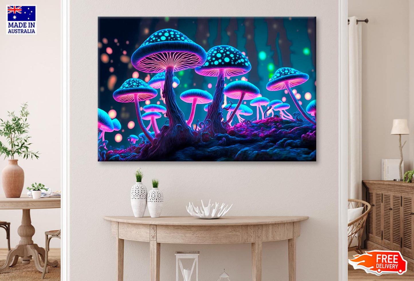 Mushrooms That Are Glowing in The Dark Wall Art Decor 100% Australian Made - Bella Home Decor