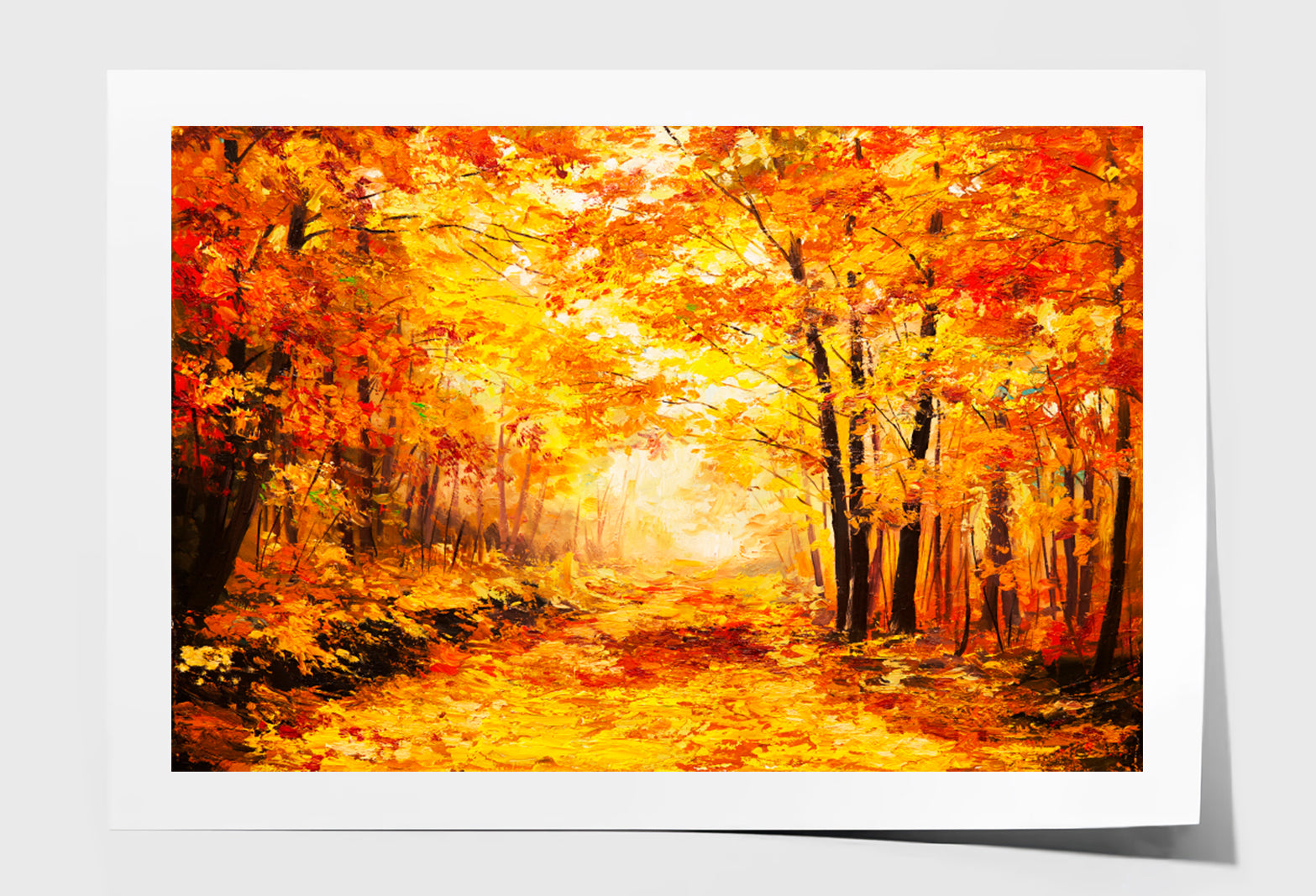 Yellow Brown Colorful Autumn Forest Oil Painting Limited Edition High Quality Print Unframed Roll Canvas None