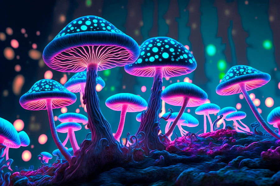 Mushrooms That Are Glowing in The Dark Wall Art Decor 100% Australian Made - Bella Home Decor