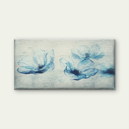 Blue Floral Blossom Wall Art Canvas Office Home Room Framed 120x60cm - Bella Home Decor