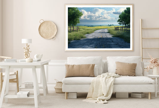 View of Empty Countryside Road Stage Home Decor Premium Quality Poster Print Choose Your Sizes - Bella Home Decor