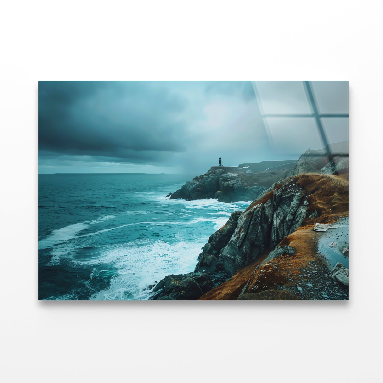 Rocky Cliff, Ocean & Sky Acrylic Glass Print Tempered Glass Wall Art 100% Made in Australia Ready to Hang - Bella Home Decor
