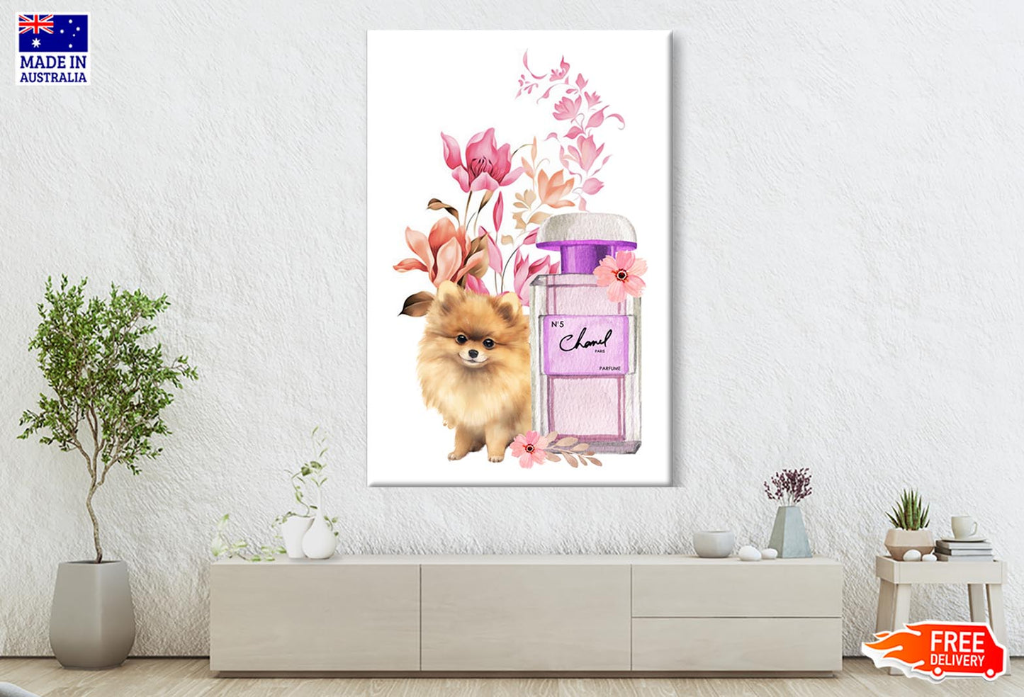 Perfume with Dog Wall Art Limited Edition High Quality Print