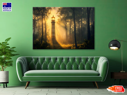 Lighthouse in the Woods, Sunlight Print 100% Australian Made - Bella Home Decor