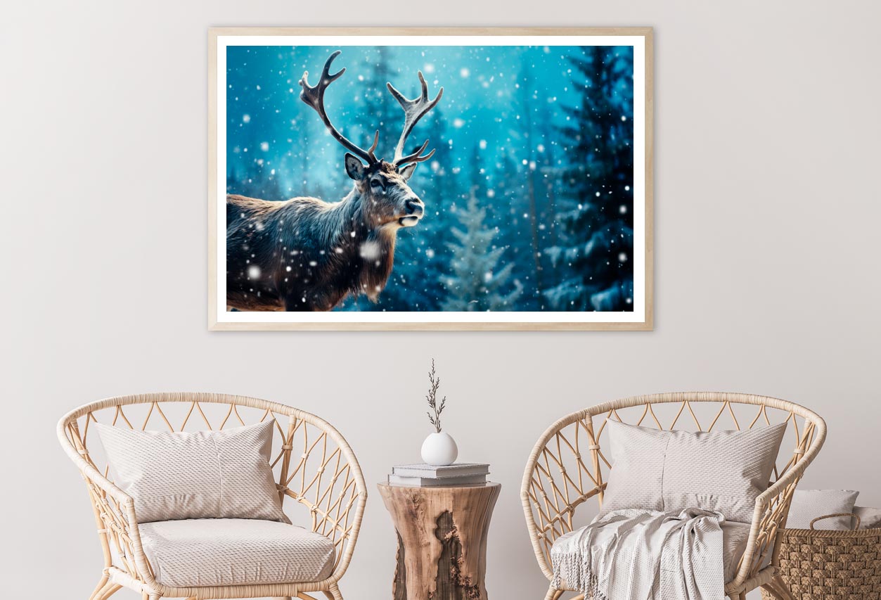 Moose In the Snowy Forest Home Decor Premium Quality Poster Print Choose Your Sizes