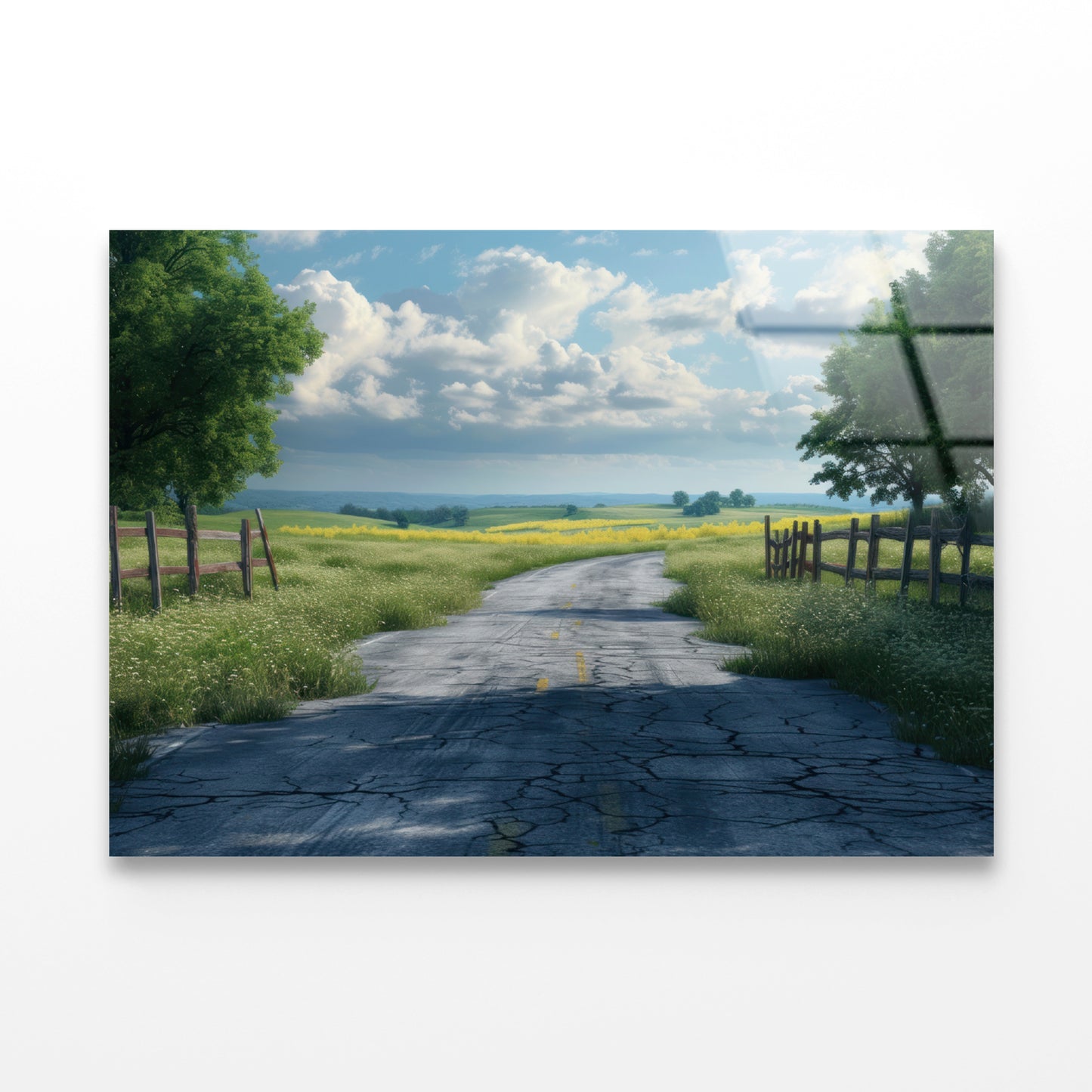 View of Empty Countryside Road Stage Acrylic Glass Print Tempered Glass Wall Art 100% Made in Australia Ready to Hang