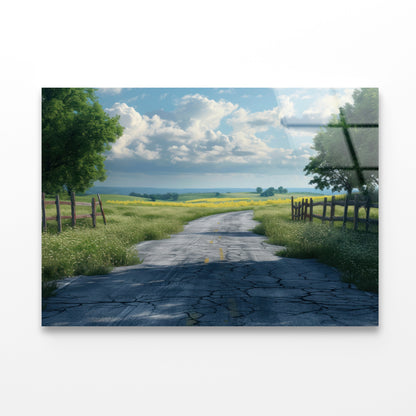 View of Empty Countryside Road Stage Acrylic Glass Print Tempered Glass Wall Art 100% Made in Australia Ready to Hang