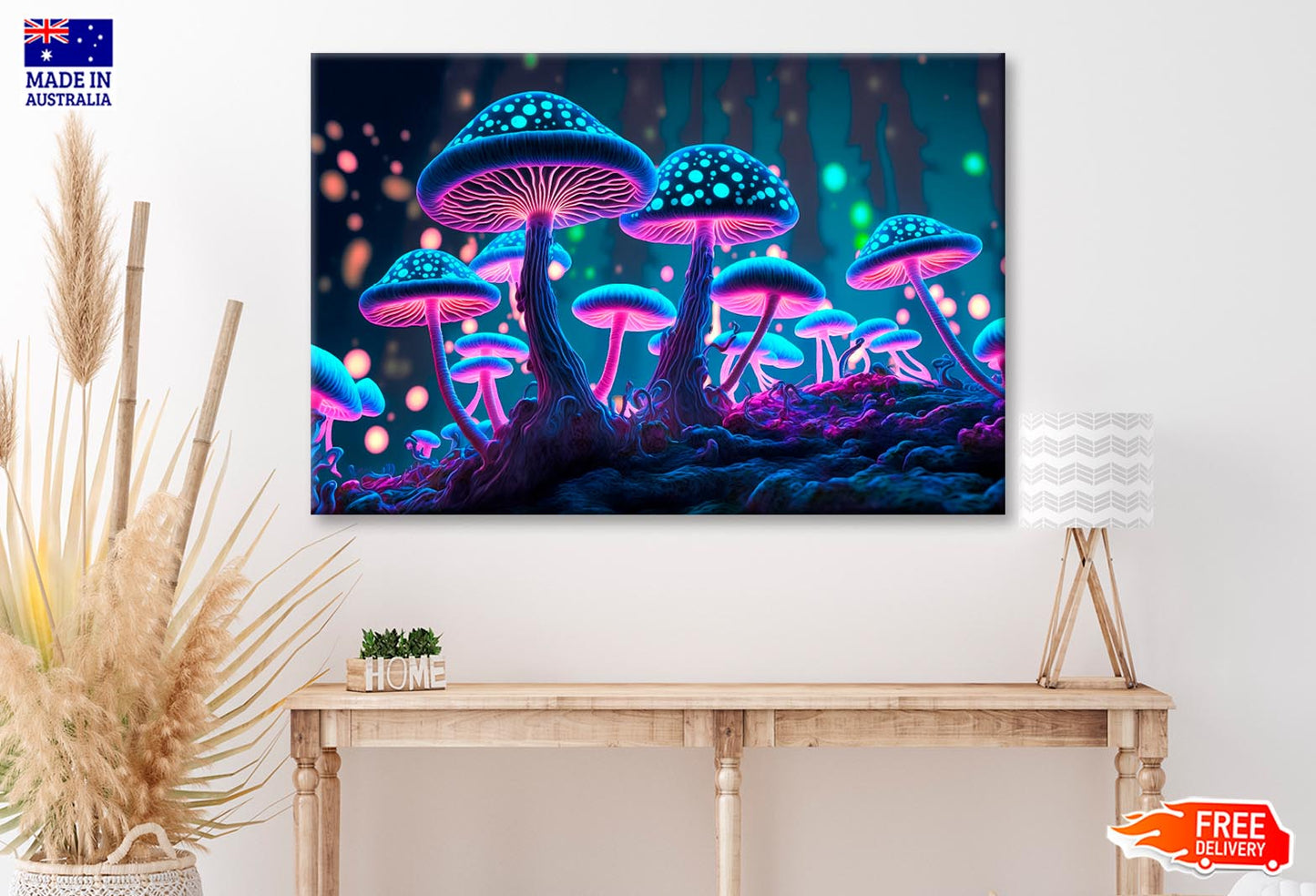 Mushrooms That Are Glowing in The Dark Wall Art Decor 100% Australian Made - Bella Home Decor