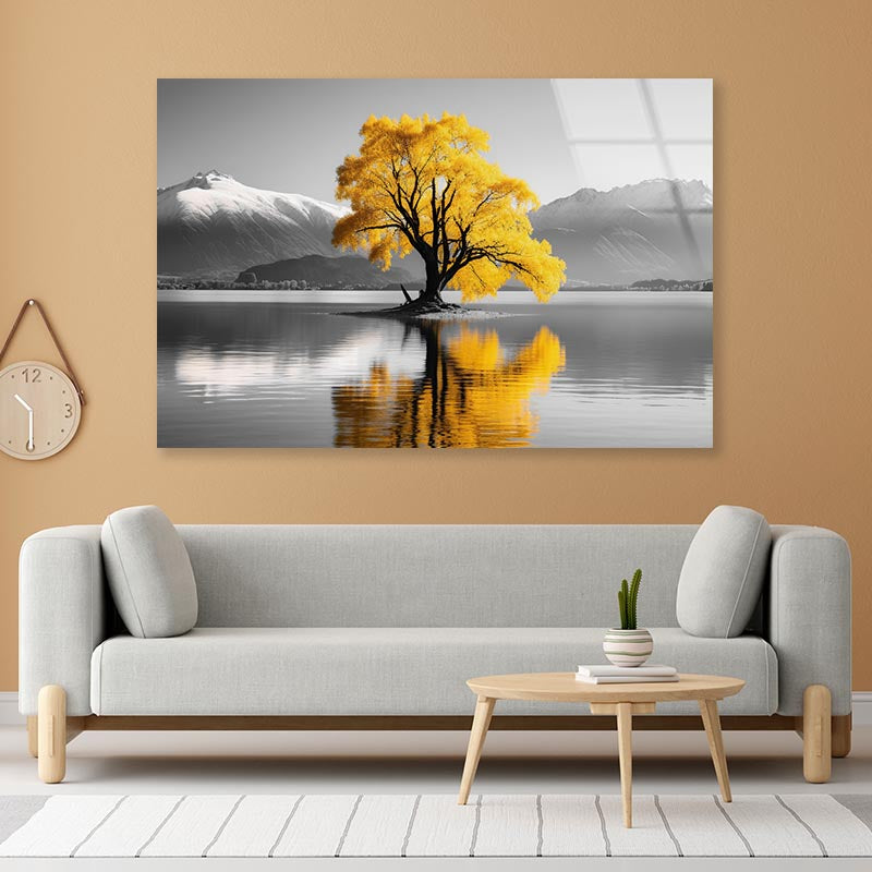 Wanaka Tree In Lake Acrylic Glass Print Tempered Glass Wall Art 100% Made in Australia Ready to Hang