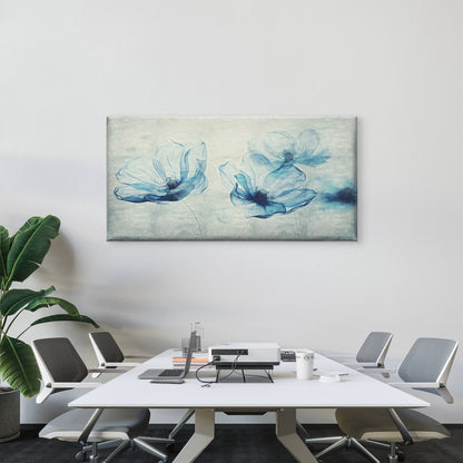 Blue Floral Blossom Wall Art Canvas Office Home Room Framed 120x60cm - Bella Home Decor