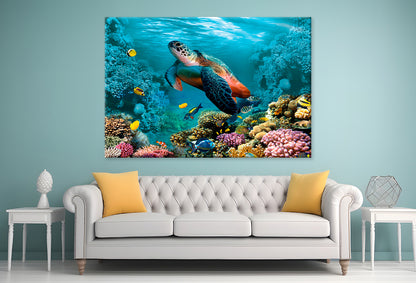 Underwater World with Turtle Wall Art Decor 100% Australian Made - Bella Home Decor