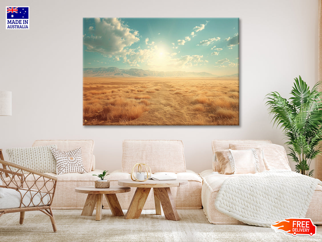 Large Field with a Blue Sky Print 100% Australian Made - Bella Home Decor
