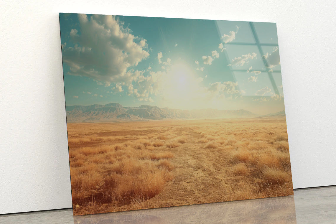 Large Field with a Blue Sky Acrylic Glass Print Tempered Glass Wall Art 100% Made in Australia Ready to Hang - Bella Home Decor