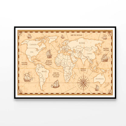 Antique World Map with Countries Home Decor Premium Quality Poster Print Choose Your Sizes